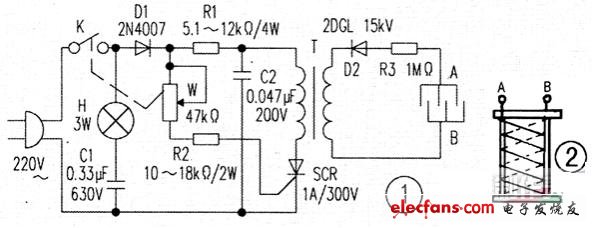 自制紫外線滅蚊器電路