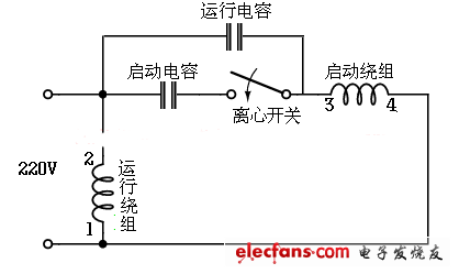 電容啟動運轉(zhuǎn)型接線電路