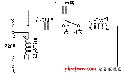 雙值電容異步電動機倒順接線圖