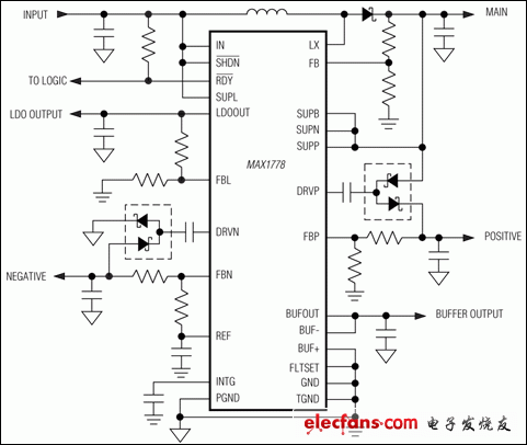 MAX1778，MAX1880，MAX1881，MAX1882，MAX1883，MAX1884，MAX1885：典型工作電路