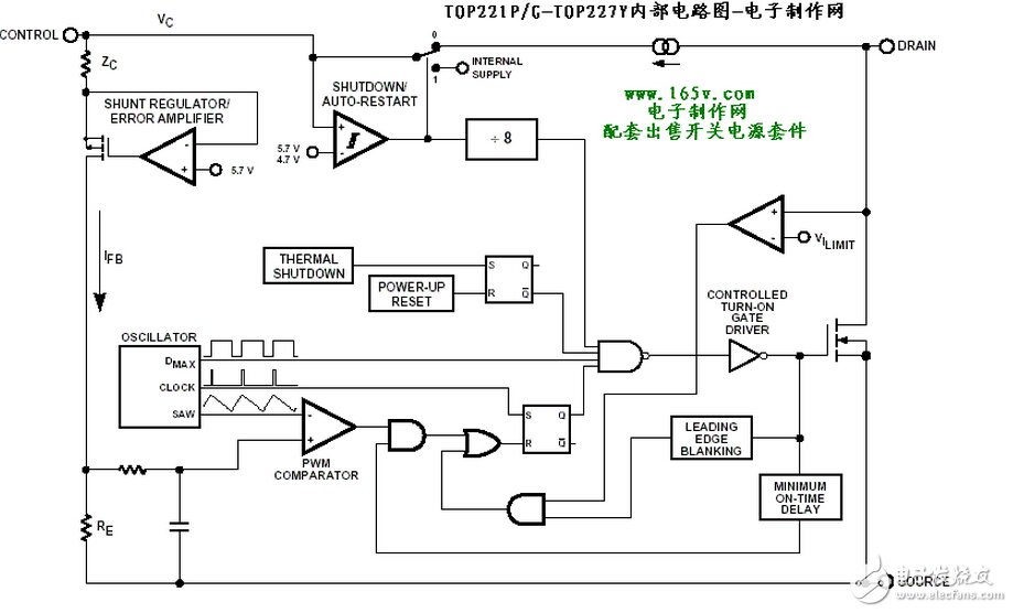 TOP227YN內(nèi)部電路圖。