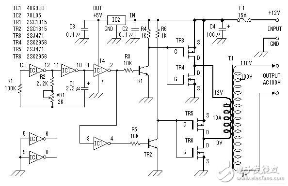 直流12V轉交流100V逆變器電源電路設計