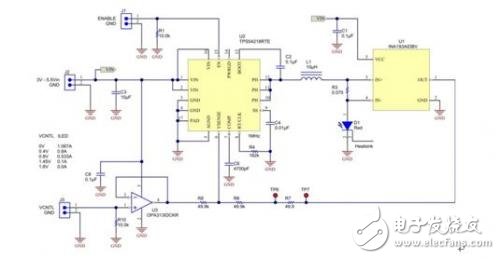 　圖1 配置為調節LED中恒定電流的同步降壓轉換器