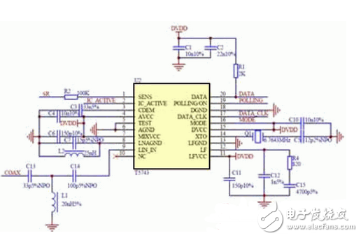 無線傳感器網絡接收節點T5743電路