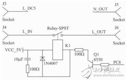 圖4 WiFi插座的繼電器控制電路