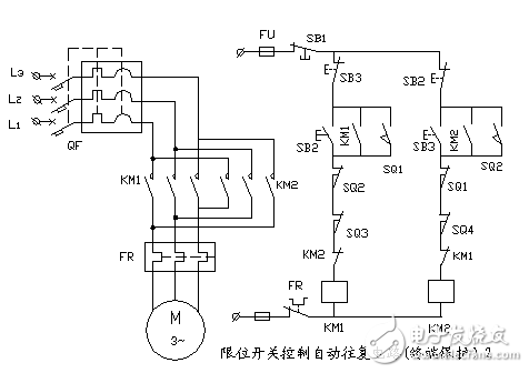 限位開關控制自動往復電路