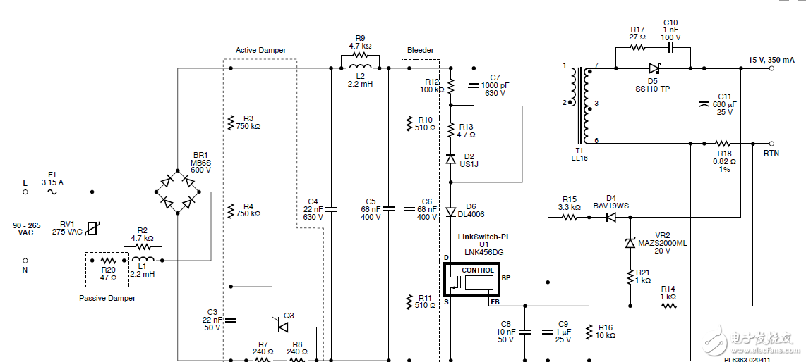 基于LinkSwitch-PL的LED典型可控硅調(diào)光設(shè)計案例