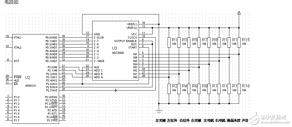 adc0809與單片機連接圖(附程序)