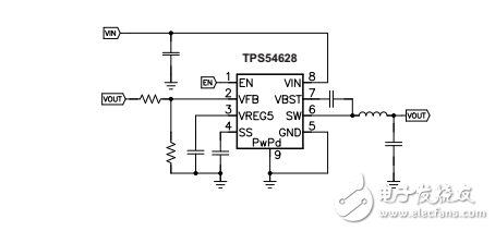 TPS54628的4.5V至18V的輸入同步降壓轉換器