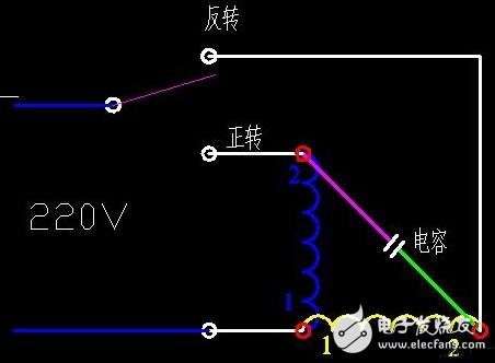 單相電機正反轉接線圖_220v正反轉實物接線圖_單相電機正反轉原理圖