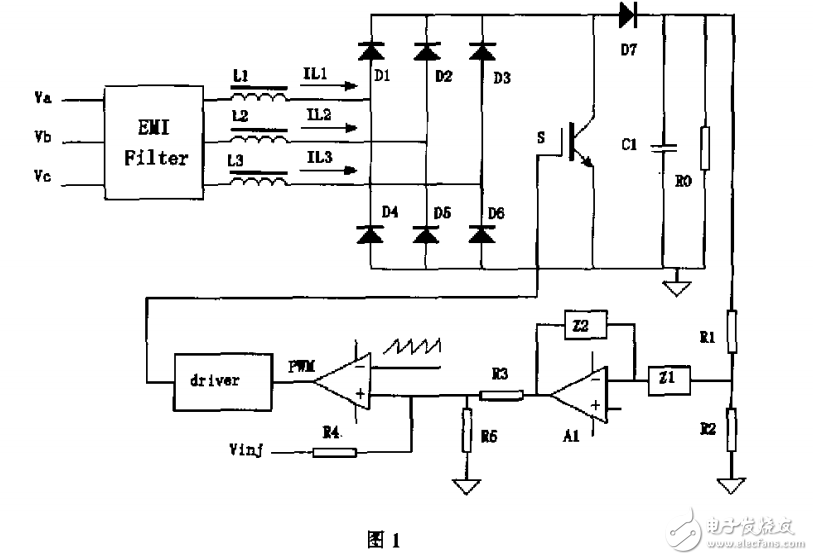 　　三相單管改進型零電流關斷功率因數校正器的研究