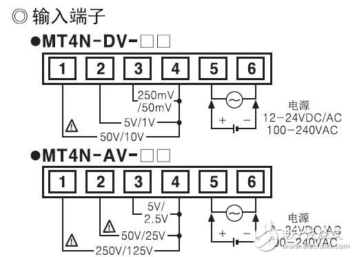 MT4N系列面板表的接線圖