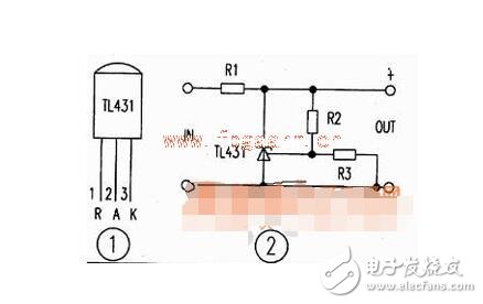 　　工作原理  　　如圖所示，220v電壓經(jīng)變壓器B降壓、D1-D4整流、C1濾波。此外D5、D6、C2、C3組成倍壓電路（使得Vdc＝60V），Rw、R3組成分壓電路，T1431、R1組成取樣放大電路，9013、R2組成限流保護電路，場效應(yīng)管K790作調(diào)整管（可直接并聯(lián)使用）以及C5是輸出濾波器電路等。  　　穩(wěn)壓過程是：當(dāng)輸出電壓降低時，f點電位降低，經(jīng)T1431內(nèi)部放大使e點電壓增高，經(jīng)K790調(diào)整后，b點電位升高；反之，當(dāng)輸出電壓增高時，f點電位升高，e點電位降低，經(jīng)K790調(diào)整后，b點電位降低。  　　從而使輸出電壓穩(wěn)定。當(dāng)輸出電流大于6A時，三極管9013處于截止，使輸出電流被限制在6A以內(nèi)，從而達到限流的目的。本電路除電阻R1選用2W、R2選用5W外，其它元件無特殊要求，其元件參數(shù)如圖3所示。  　　1  　　2  　　基于TL431的延時定時器電路圖  　　1  　　TL431的無反饋，可以看作一個NPN或N - MOS器件高跨導(dǎo)和精確的2.5V接通電壓 。管頭要小心：TL431的引腳上（+電源）是陰極，較低的（供應(yīng)） - 陽極 。。。 它的另一個世界。  　　1  　　重負荷（超過100毫安），可以通過完全脫鉤的繼電器或optocouples供電，或與PNP（P - MOS）開關(guān)晶體管。為監(jiān)管機構(gòu)制定的特殊的PNP類型 - 這些具有低壓降和不需要很多的基極電流。  　　1  　　要添加遲滯（正反饋） - 添加另一個PNP逆變器。從電源紋波穩(wěn)壓器中分離出來的RS - DS輸入網(wǎng)絡(luò)。  　　1  　　基本定時器配置。設(shè)置起動電流通過RT為100uA（遠高于基輸入繪制2uA）。開啟延時T1 = 2.5V/U1 *（RT * NO）。斷電延時通常是由負載電流，但你必須考慮電源capacitanca和泄漏（C2，R2）的影響。  　　工作例如：連續(xù)兩次在電子管放大器的延遲（45秒，60秒）。齊納穩(wěn)壓電源供應(yīng)器（它可以摩托艇沒有它 - 繼電器的電流是相當(dāng)高的，100mA的）分離定時電容。  　　如果連續(xù)兩次延遲有一個相對較小的時間傳播 - 使用單一的定時電容：  　　1