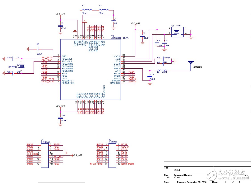 NRF52832原理圖和PCB