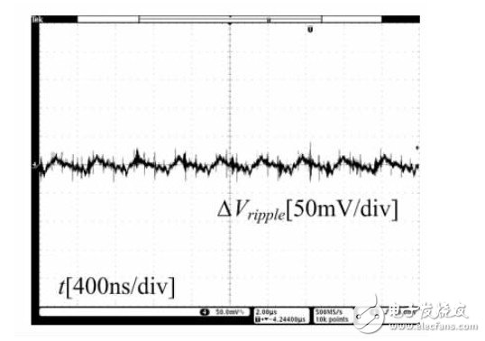 圖13 滿載時(shí)輸出電壓和輸出紋波電壓波形示意圖