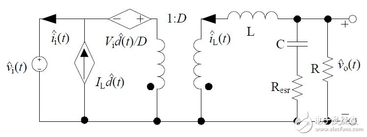 圖7 非隔離負電壓Buck開關電源CCM小信號模型