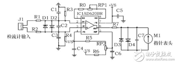 基于儀表放大器AD620的指針檢流計