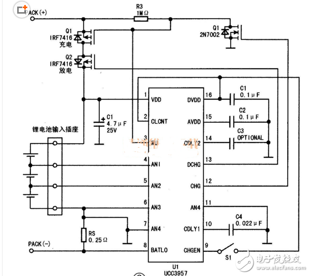 3.7v鋰電池保護(hù)板原理圖