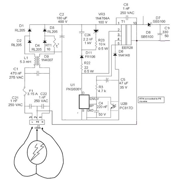 關于開關電源之雷擊浪涌的圖文詳解