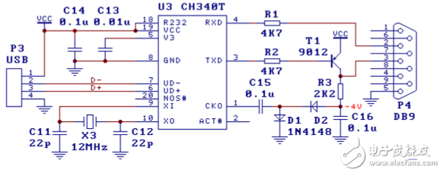 usb轉(zhuǎn)ttl電路圖大全（RS232/串口/CH340T/PL2303）