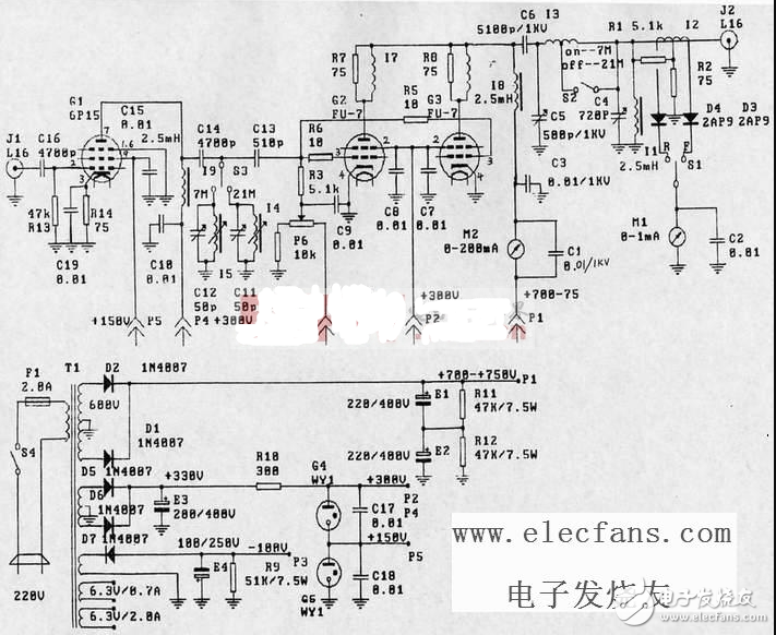 fu7電子管功放電路圖大全（6N8P\6P3P\膽機(jī)功放電路\耦合電容器）