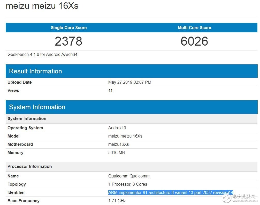 魅族16Xs跑分曝光運行安卓9系統(tǒng)單核分數(shù)為2378多核分數(shù)為6026